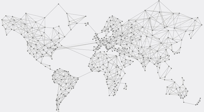 Graphic of map of the world connected by dots